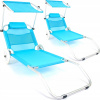 Záhradné lehátko - Pláž slnečné lôžko na kolesách tyrkysová strecha 2 ks (Pláž slnečné lôžko na kolesách tyrkysová strecha 2 ks)