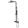 BESCO MODERN / VARIUM sprchový stĺp teleskopický s termostatickou nástennou batériou kompletný, rozteč 15cm, čierny, BP-MVT-CZ