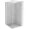 Mexen Lunar-B L výklopný sprchový kút pravý 90 x 90 cm, číre sklo, zlatá matná, 832L-090-090-55-00-P