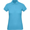 B&C | Inspire Polo /women, Dámske piqué polo z bio bavlny, modrá very turquoise, XXL
