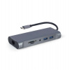 Gembird USB-C 7v1 multiport USB 3.0 + HDMI + VGA + PD + čtečka karet + stereo audio (A-CM-COMBO7-01)
