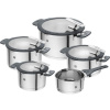 Zwilling Simplify sada nádobí se slévacími poklicemi, 5 ks 1009150 + Akční set Zwilling Gourmet block s noži 6 ks, hnědá