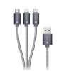 CONNECT IT USB kábel 3v1, 1,2 m, USB-A, USB-C, USB mikro, Lightning, šedý, CI-1229