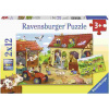 Ravensburger - Puzzle 2x12 Práca na farme - 40-99 dielov