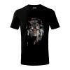 Vlk indián so slúchadlami - Tričko detské bavlnené - 146 cm/10 rokov ( Čierna )