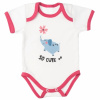 MBaby Bavlnené body s krátkym rukávom, Sloníča So Cute, bielo/červené 68 (3-6m)
