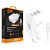 Chytrá síťová nabíječka ALIGATOR Power Delivery 40W, 2xUSB-C, USB-C kabel pro iPhone/iPad, bílá CHPD0025