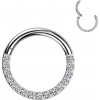 Titánový krúžok s otváraním a čelnými zirkónmi Briley Farba: číra, Veľkosť: 1,6 mm, Dĺžka / priemer: 8 mm
