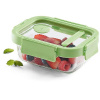 Lékué Sklenená hermetická dóza na potraviny Square Glass, obdĺžnik, 370 ml, zelená