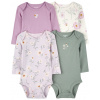 CARTERS CARTER'S Body dlhý rukáv Purple/Green Floral dievča 4ks Veľkosť: 86