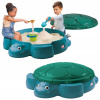 Plastové pieskovisko Little Tikes 70 kg (LITTLE TIKES TYRKYSOVÉ ZÁHRADNÉ PÍSIEVO S KORYTNAČKOVÝM KRYTOM 2 MIESTA 1+)