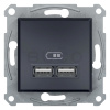 Schneider Electric Asfora 2x USB nabíjací konektor, typ A+A , antracit