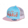 Šiltovka BejkRoll Snap Trucker Wave logo - ružová/tyrkysová