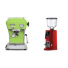 Ascaso Dream ONE, Fresh Pistachio + Eureka Atom W 75, ferrari red
