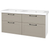 Dreja Umyvadlová skrinka PORTO SZZ4 125 - L01 Biela vysoký lesk / Úchytka T37 / M05 Béžová mat