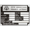 AVIA PRAHA 9 - Letňany výrobný štítok Typ2