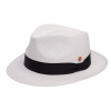Panamský klobúk Trilby bielený s čiernou stuhou - ručne pletený, UV faktor 60 - Mayser Maleo Veľkosť: 57 cm (M)