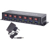 Renkforce RF-3269622 7 portů USB Hub kovový ukazovateľ, možné spínať jednotlivo, pre montáž na stenu čierna; RF-3269622