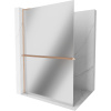 Mexen Kioto+ L, sprchová zástena Walk-In s poličkou a vešiakom 110 x 200 cm, 8mm sklo vzor zrkadlo, medený matný profil, 800-110-123-65-50