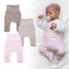 Baby Nellys Rastúca výhodná sada, 3x polodupačky pre bábätko Nature - ružová/béžová/taupe, 50/56 (0-2m)
