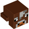 19727pb003 Reddish Brown Creature Head Pixelated (Minecraft Cow) (Červenohnědá hlava tvora s pixely a světle modrošedým a tmavě modrošedým vzorem obličeje (Minecraft Cow))
