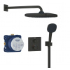 Grohe Sprchový set s termostatom pod omietku, s telesom, 25x25 cm, 2 prúdy, matná čierna 348822430-GR