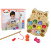LEAN TOYS Drevená arkádová hra - Rybolov v tvare mačiatka