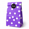 Papierové tašky 10x7x28 fialové s bodkami + DARČEK ZADARMO