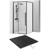 Sprchový kút - Minerálna sprchová vanička Čierna sprchová kabína 90x90 (Sprchový kút - Minerálna sprchová vanička Čierna sprchová kabína 90x90)