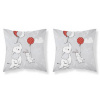 Dětský potah na polštář 40x40 cm - Slůně s králíčkem / šedá