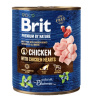Brit Konzerva pre psov Premium by Nature Chicken with Hearts, 800 g