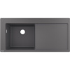 HANSGROHE S5110-F45 SilicaTec granitový drez s odkvapávacou plochou, ľavý, montáž na pracovnú dosku, 1050 x 510 mm, kamenná sivá, 43330290