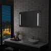vidaXL Kúpeľňové nástenné zrkadlo s LED osvetlením 100x60 cm - Srieborná - 13617-155298