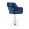 LuxuryForm DESIGN Barová stolička AMALFI VELUR na striebornom tanieri - modrá