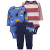 CARTERS CARTER'S Set 3dielny body dl. rukáv 2ks, tepláky Blue Dino chlapec NB /veľ.56