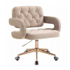 LuxuryForm DESIGN Kreslo ADRIA VELUR na zlatej podstave s kolieskami - latte