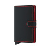 Kožené puzdro na karty SECRID Miniwallet Matte Black-Red čierna s červeným prešívaním
