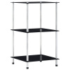 Regál s 3 policami, čierny 40x40x67 cm, tvrdené sklo-ForU-249509