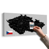 Obraz na korku čierno-sivá mapa Česka s vlajkou