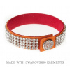 Náramok Levien kožený swarovski oranžový s čírymi kryštáľmi