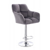 LuxuryForm DESIGN Barová stolička AMALFI VELUR na striebornom tanieri - tmavo šedá