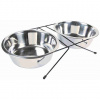 Nerezový stojan + 2 misky 2 x 0,45 l/ø 13 cm/ 28 x 6 x 15 cm
