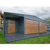 KvalitneVoliere Plechová dvojgaráž s technickou miestnosťou 8 x 5 ,8 m