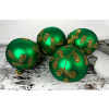 Vianočné gule 24/8803/8/4ks, tradičná, zelené+zlaté listy