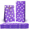 Papierové tašky KLOCKOWE 10x6x26 cm FIALOVÉ s bodkami 25 kusov EKOLOGICKÉ