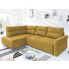 Rohová sedačka na trvalé spanie Ischia, horčicová žltá látka, ľavý roh