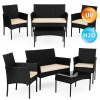 Garden furniture set made of technorattan, bench, table, chairs, black, MultiGarden