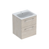 Geberit Selnova Square - Umývadlová skrinka 635x538x480 mm, s umývadlom, 2 zásuvky, svetlý orech hickory 501.235.00.1