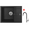 Granitový drez Sinks AMANDA 650 Metalblack + drezová batéria FLEXIA