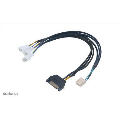 AKASA kabel FLEXA FP3S, pro připojení 3 PWM ventilátorů , 30cm AK-CBFA06-30
